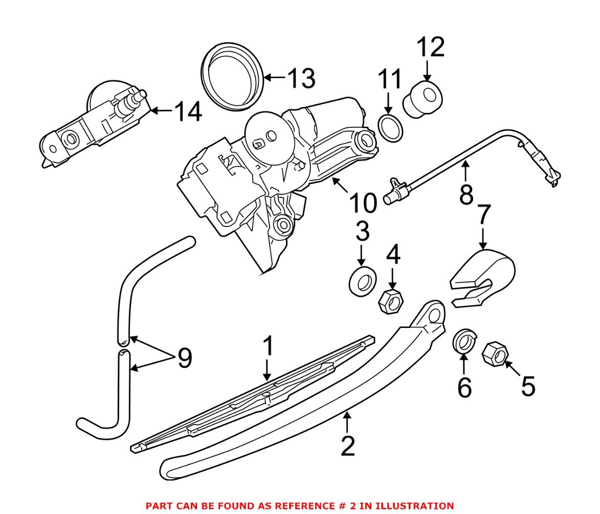 BMW Windshield Wiper Arm - Rear 61627066173